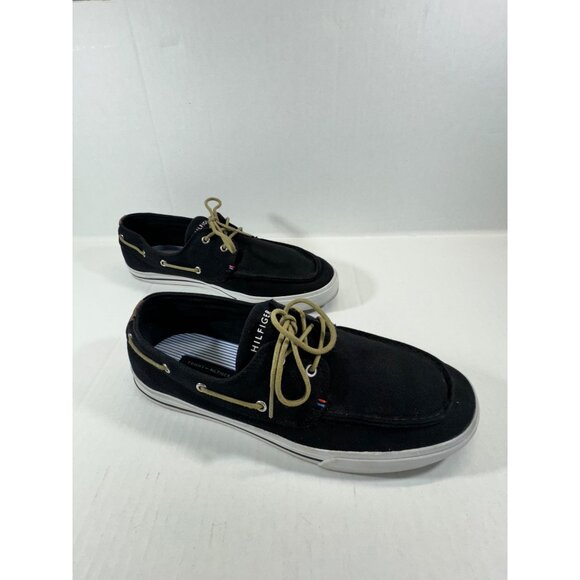 Tommy Hilfiger mens size 10.5 black Canvas Boat Shoes - Picture 11 of 16
